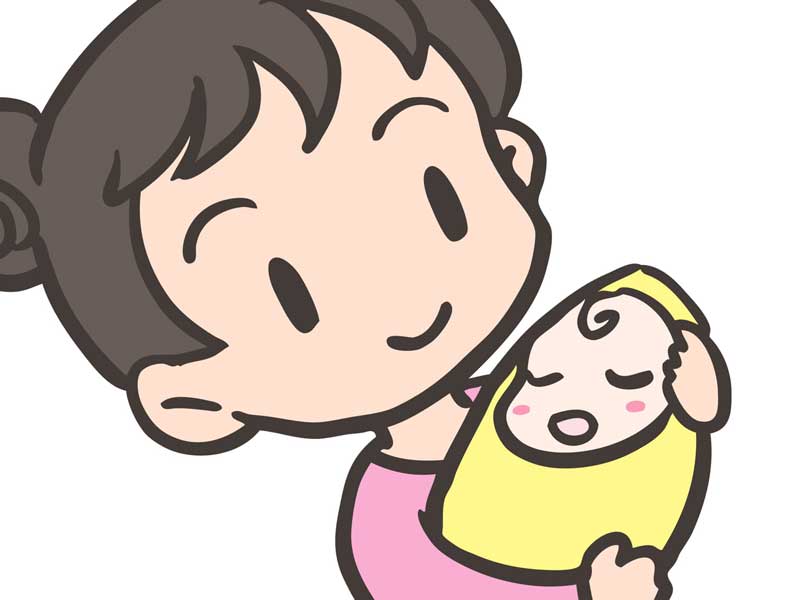 赤ちゃんを抱っこしているお母さんのイラスト