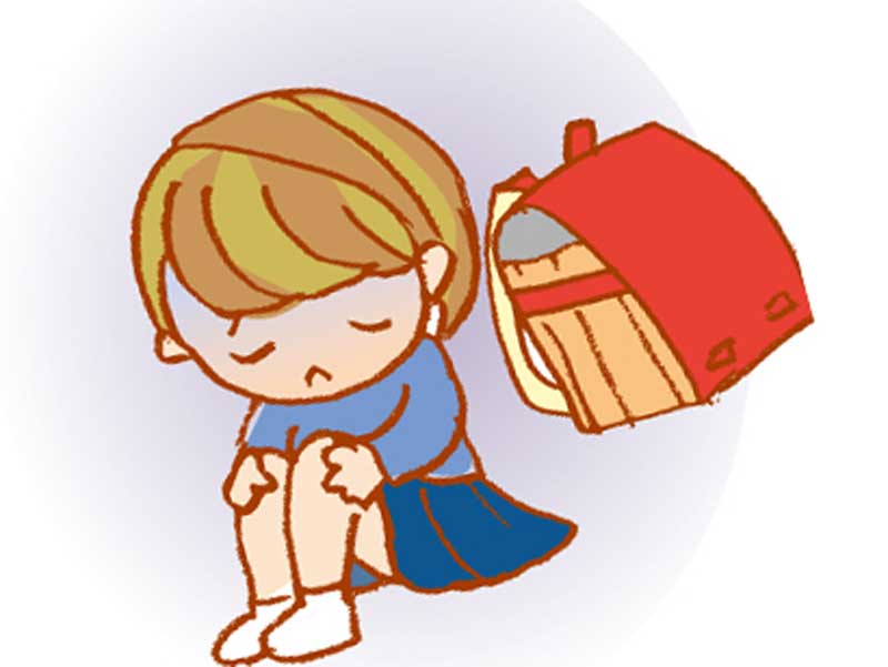 不登校をイメージした小学生のイラスト