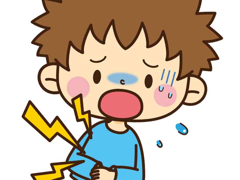お腹を痛がっている子供のイラスト