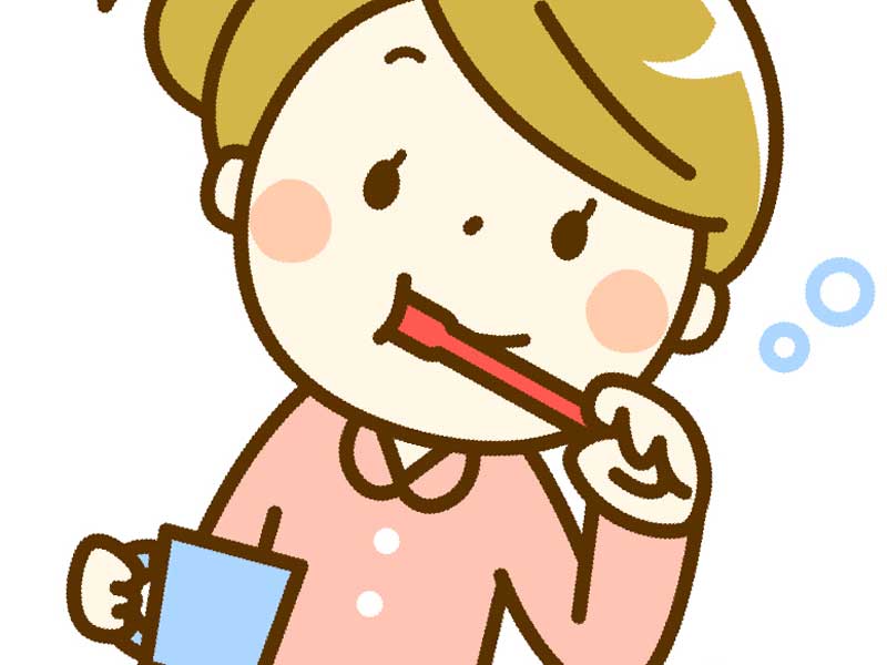 歯磨きをしている女性のイラスト