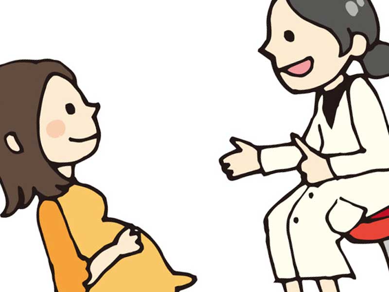 医師と相談をしている妊婦さんのイラスト
