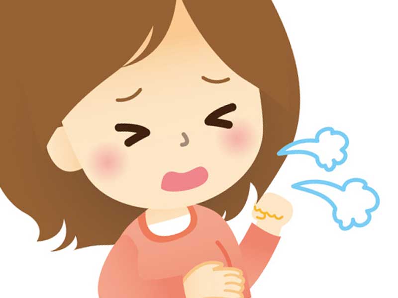 咳をしている妊婦さんのイラスト