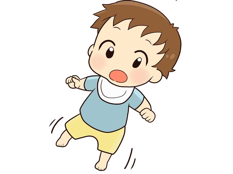 バランスを取りながら歩いている赤ちゃんのイラスト