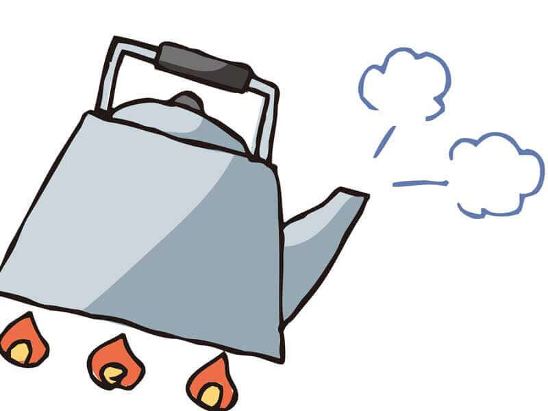 沸騰しているヤカンのイラスト