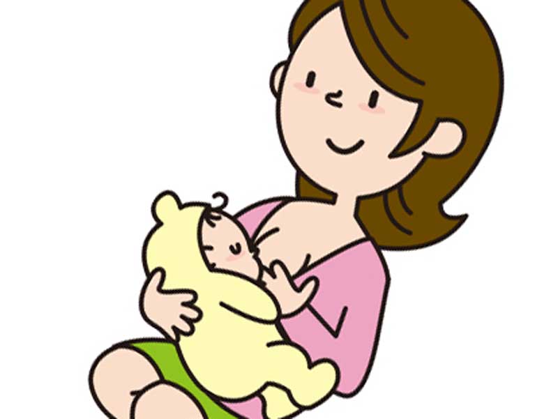 赤ちゃんに授乳をしているお母さんのイラスト