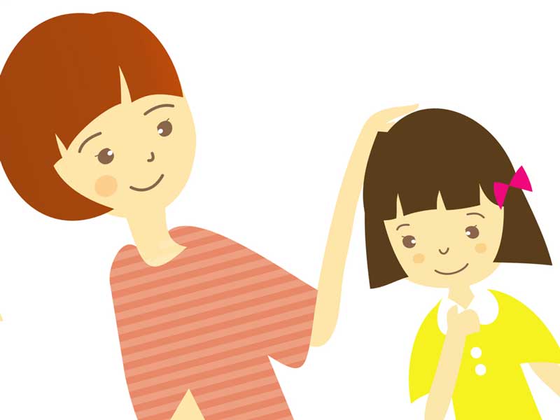 子どもと話をしているお母さんのイラスト