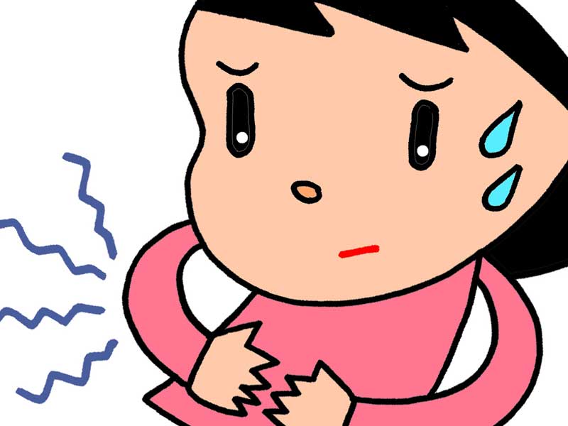 胃もたれしてる女性のイラスト
