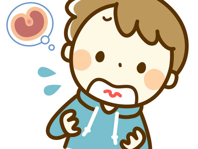 扁桃腺が腫れている子供のイラスト