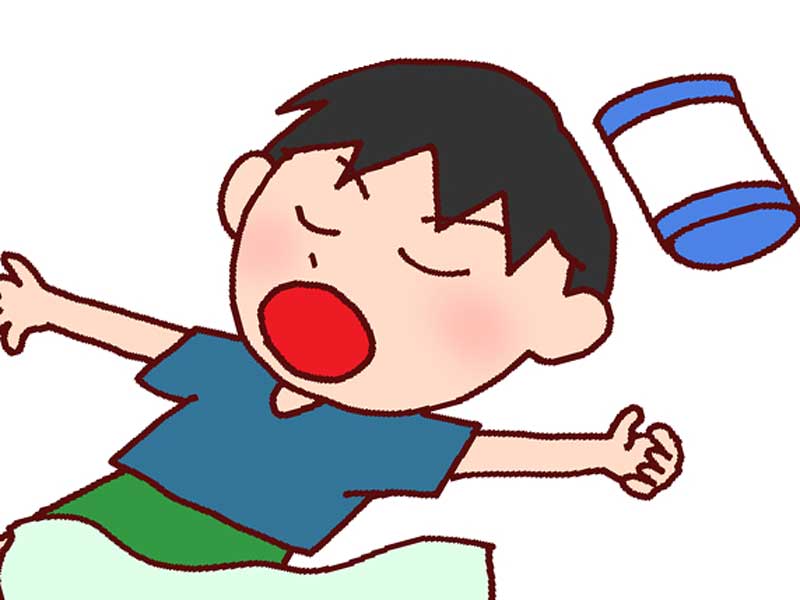 口呼吸で寝ている子供のイラスト