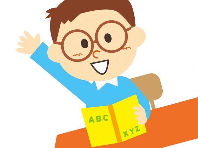 メガネを掛けて勉強をしている子供のイラスト
