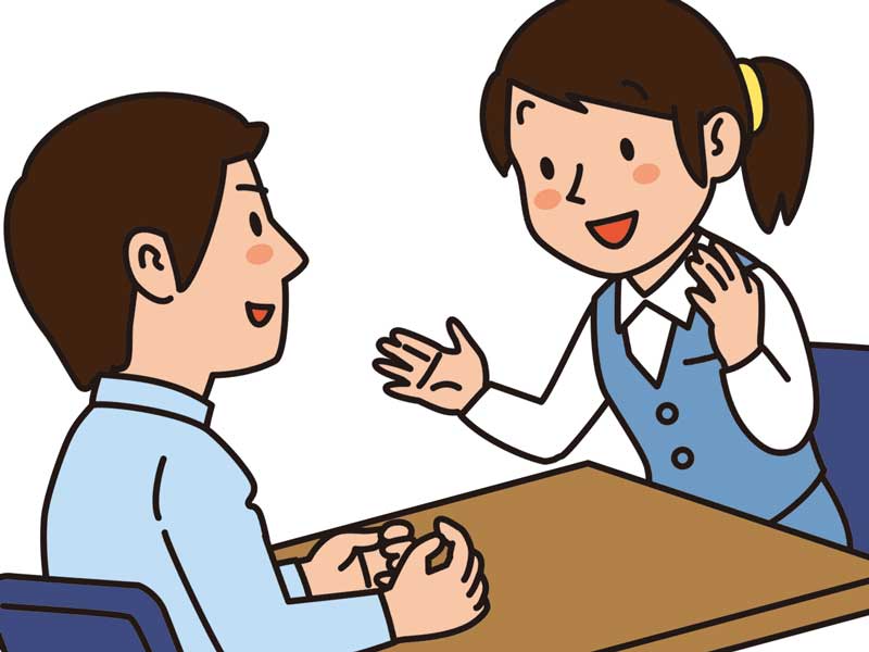 相談をしている旦那さんのイラスト
