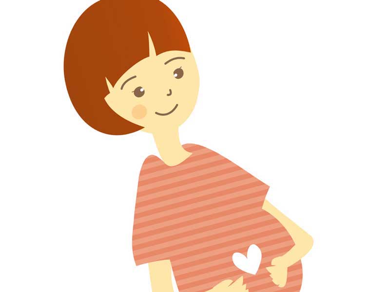 お腹を触る妊婦さんのイラスト