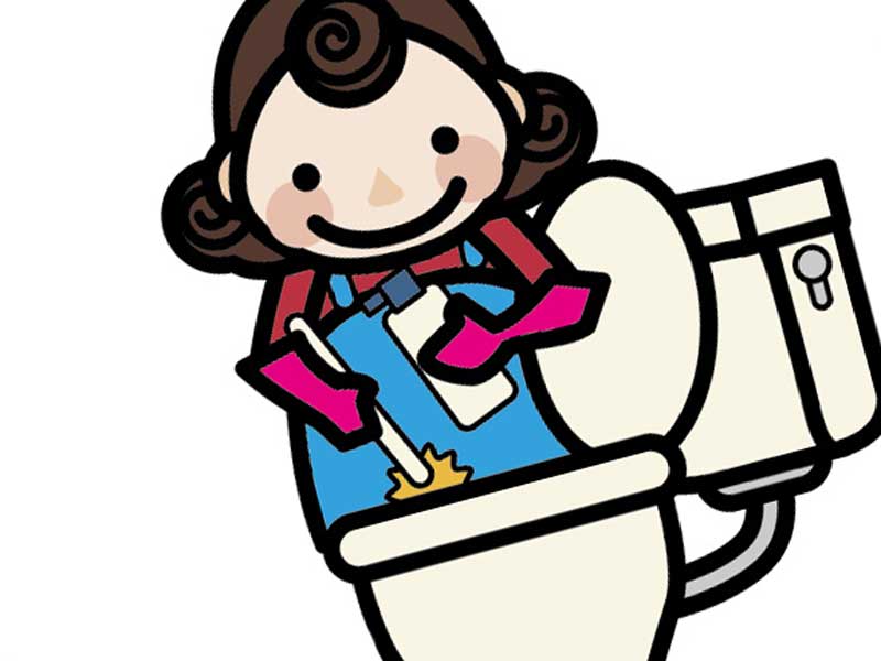 トイレを掃除している妊婦さんのイラスト