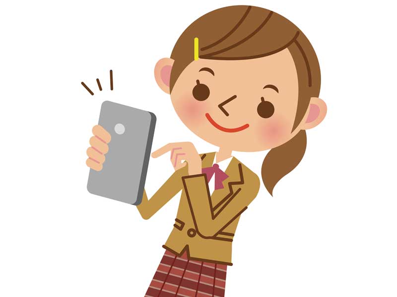 歩きスマホをしている子供のイラスト