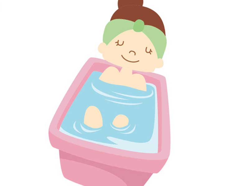 湯船に入っている女性のイラスト