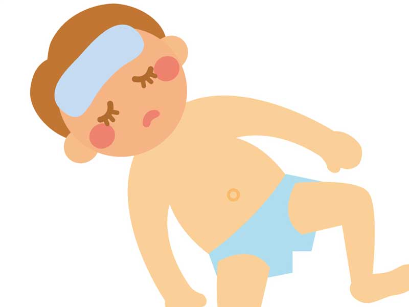 風邪を引いている赤ちゃんのイラスト