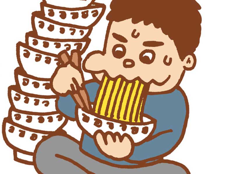 同じ物を食べすぎる人のイラスト