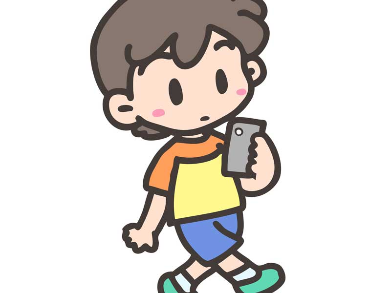 歩きスマホする子供のイラスト