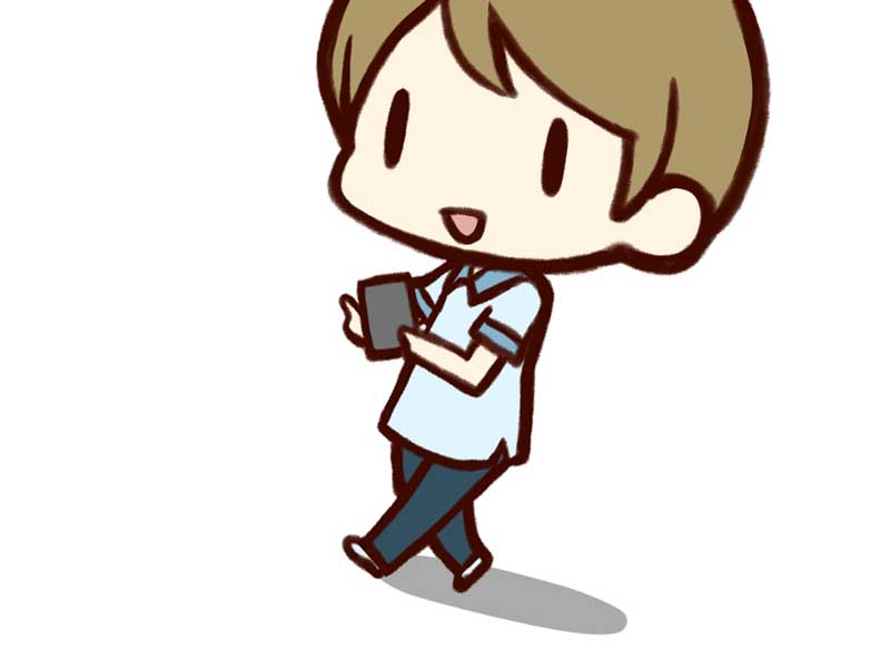 ポケモンGOで遊んでいる学生のイラスト