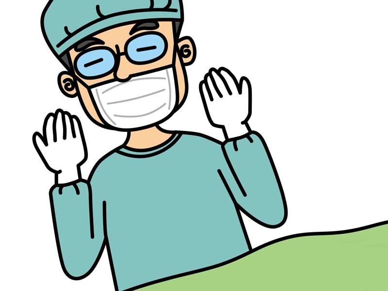手術着を着ている医師のイラスト