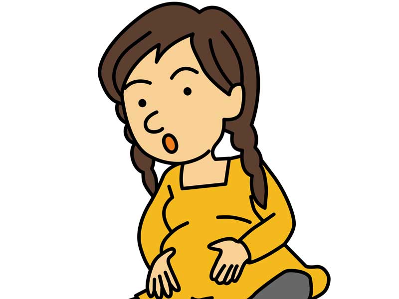 息が苦しい妊婦さんのイラスト