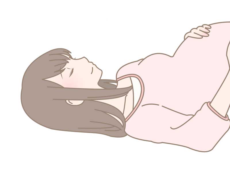仰向けになっている妊婦さんのイラスト