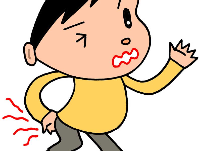 痔で苦しんでいるお母さんのイラスト