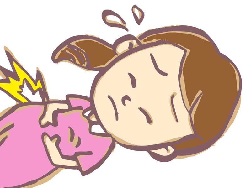 陣痛で辛い妊婦さんのイラスト
