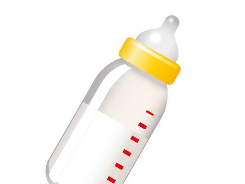 ミルクが入っている哺乳瓶のイラスト