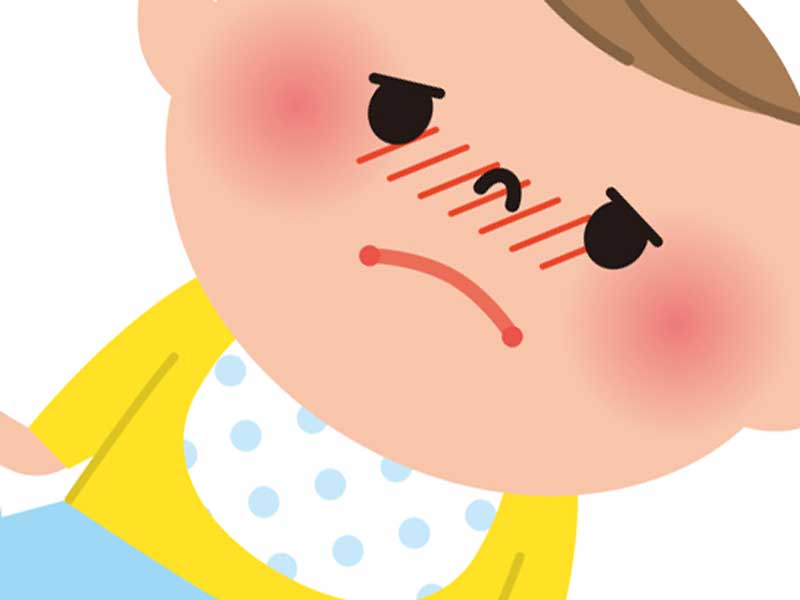 風邪を引いている赤ちゃんのイラスト