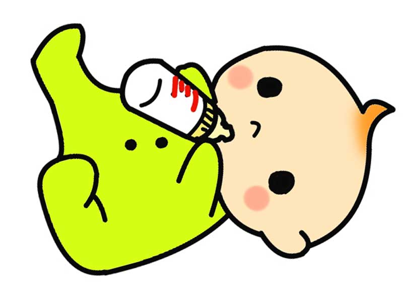 ミルクを飲んでいる赤ちゃんのイラスト