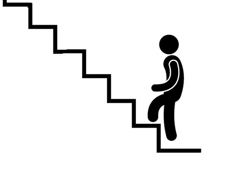 階段を登る子供のイラスト