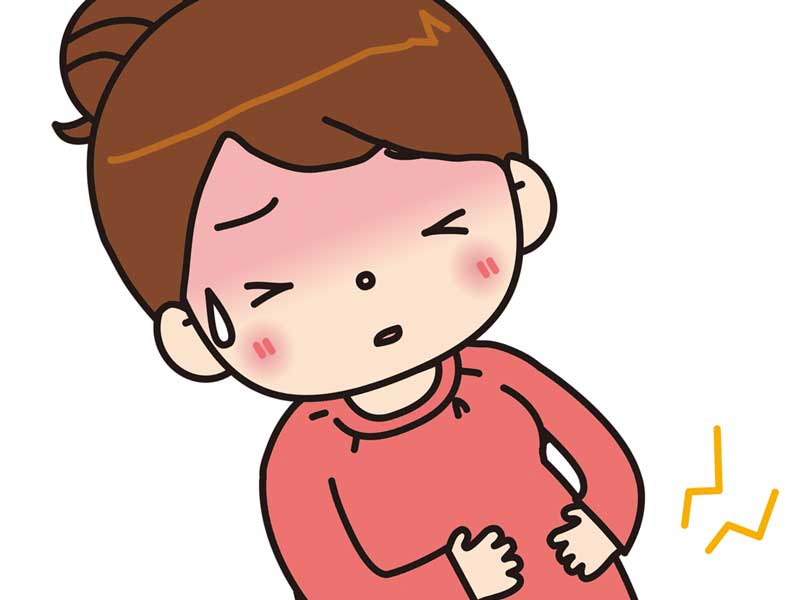 陣痛がきてる妊婦さんのイラスト