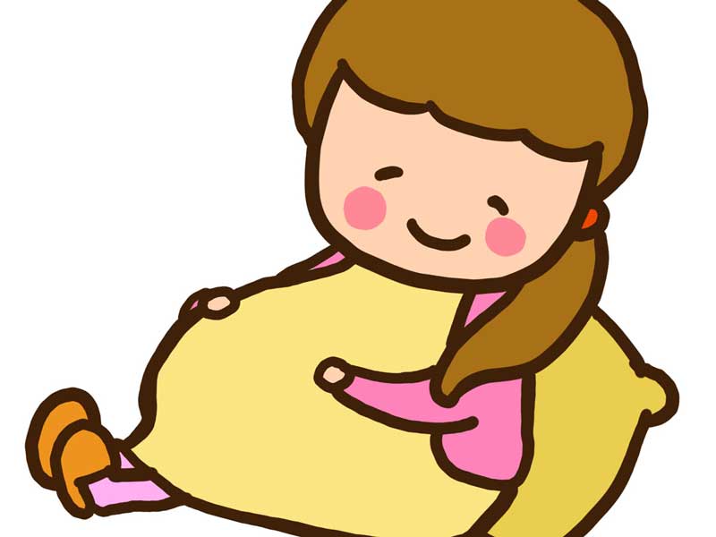 お腹を触る妊婦さんのイラスト