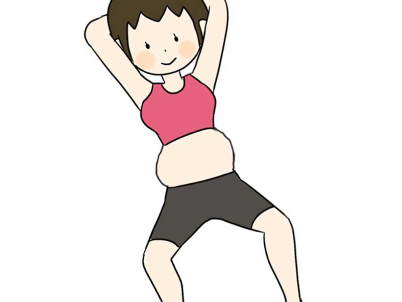 スクワットをする妊婦さんのイラスト