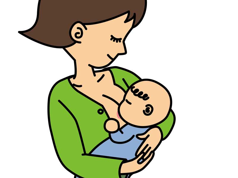 赤ちゃんに授乳をしているお母さんのイラスト