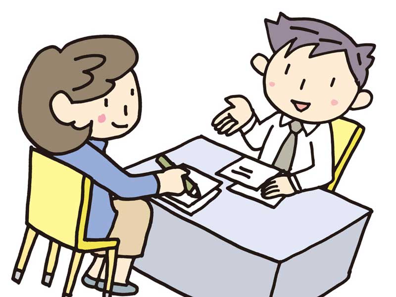 市町村へ申請するお母さんのイラスト