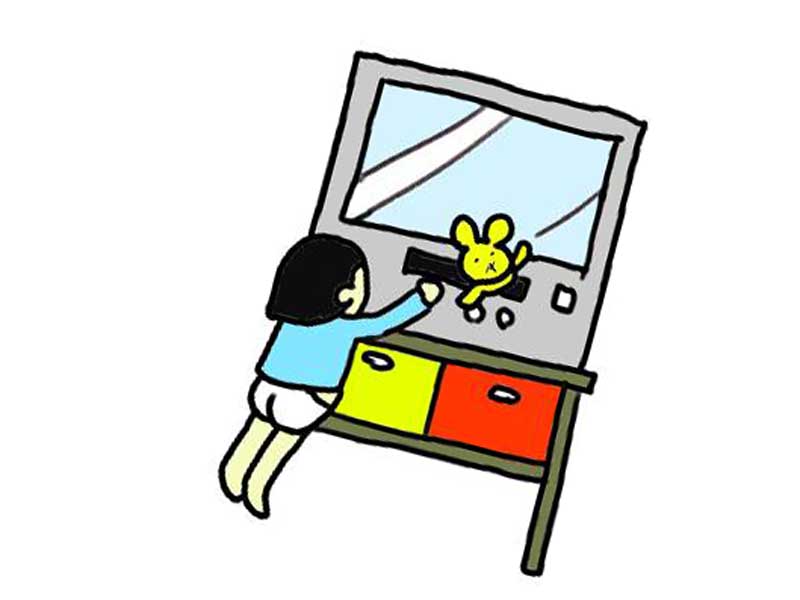 テレビを見たい子供のイラスト