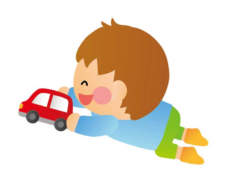 おもちゃで遊んでいる子供のイラスト
