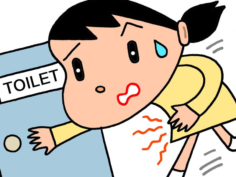 トイレに行きたい女性のイラスト