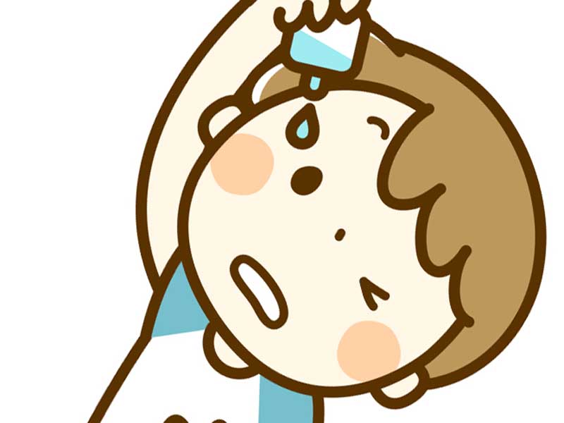 目薬を差している子供のイラスト