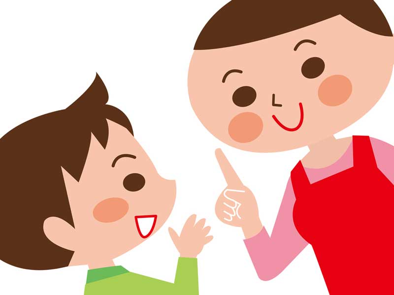 お母さんと約束する子供のイラスト