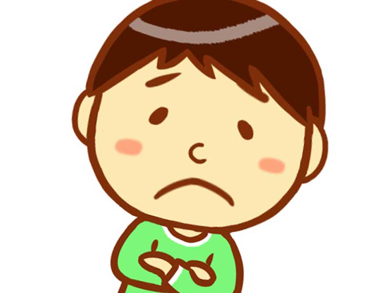 悲しそうな顔をしている子供のイラスト