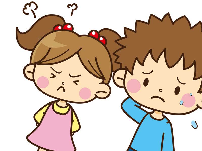 友達と喧嘩する子供のイラスト