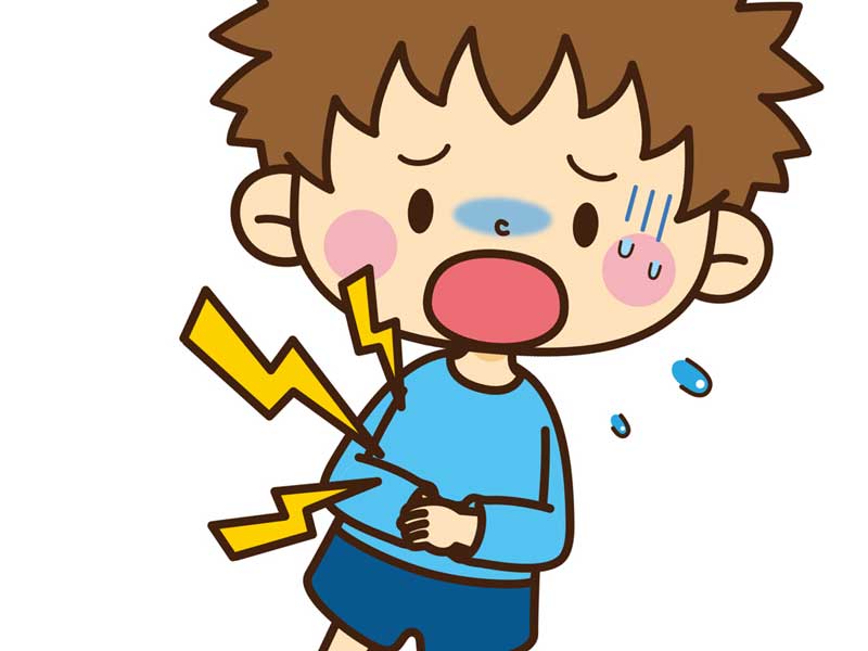 自家中毒の男の子のイラスト