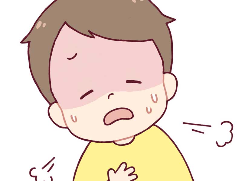 喘息でゼーゼーしている子供のイラスト