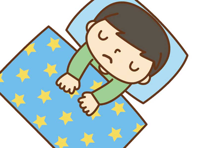 学校を休んで寝ている子供のイラスト