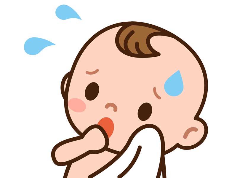 汗をかいている赤ちゃんのイラスト