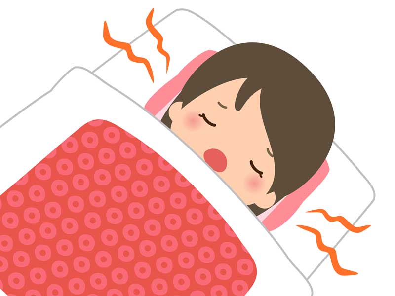 寝ながら口呼吸している子供のイラスト