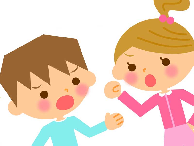 友達と喧嘩する子供のイラスト